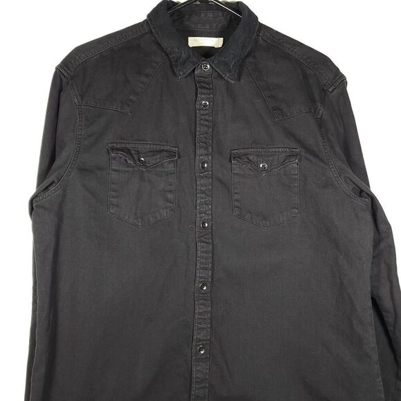 Allsaints Women's SZ L Black Distressed Button Down Overshirt Shacket Shirt - Picture 2 of 13